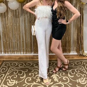 DELIZA HIGH WAISTED SEQUINS FLARE PANTS IN IRIDESCENT WHITE